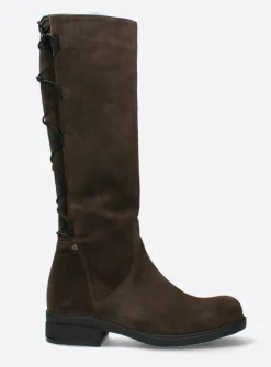 Veterlaarzen|Lange Laarzen<Wolky Longview - donkerbruin suede donkerbruinsuede