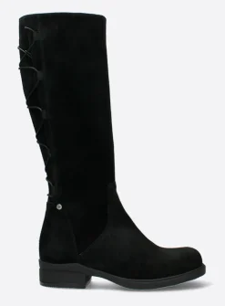 Veterlaarzen|Lange Laarzen<Wolky Longview - zwart suede zwartsuede