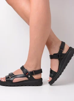 Sandalen<Wolky Mile - zwart leer zwartleer