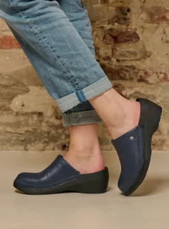 Klompen|Herfst/Winter<Wolky Multi Clog - blauw leer blauwleer