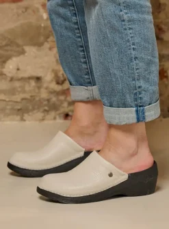 Klompen|Herfst/Winter<Wolky Multi Clog - creme wit leer cremewitleer