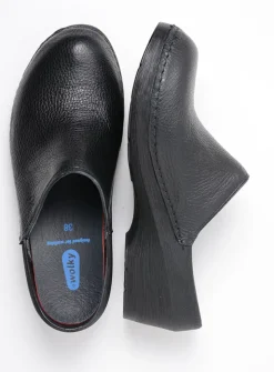 Klompen|Herfst/Winter<Wolky Multi Clog - zwart leer zwartleer