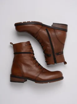 Veterlaarzen|Halfhoge Laarzen<Wolky Murray - cognac leer cognacleer