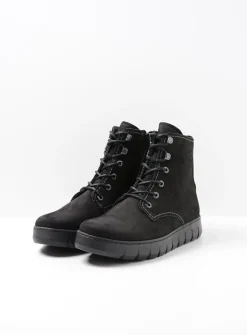 Hoge Veterschoenen|Veterlaarzen<Wolky New Wave - zwart nubuck zwartnubuck
