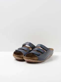 Slippers<Wolky Nomad - blauw leer blauwleer