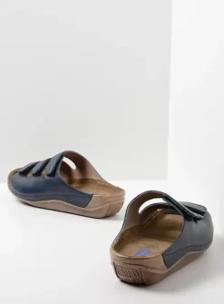 Slippers<Wolky Nomad - blauw leer blauwleer