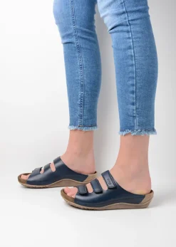 Slippers<Wolky Nomad - blauw leer blauwleer