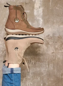 Hoge Veterschoenen|Veterlaarzen<Wolky Ocean - donker taupe nubuck donkertaupenubuck