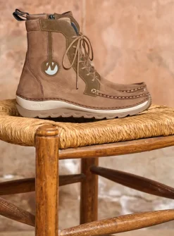 Hoge Veterschoenen|Veterlaarzen<Wolky Ocean - donker taupe nubuck donkertaupenubuck