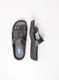 Slippers<Wolky O'Connor - zwart leer zwartleer