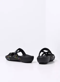 Slippers<Wolky O'Connor - zwart/multi flower nubuck
