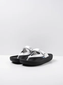 Slippers<Wolky Peace - zilver leer zilverleer