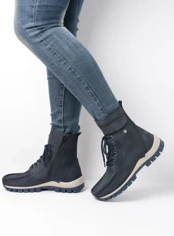 Hoge Veterschoenen|Veterlaarzen<Wolky Reach - blauw nubuck blauwnubuck