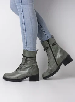 Veterlaarzen|Halfhoge Laarzen<Wolky Rimbley - castor grey leer castorgreyleer