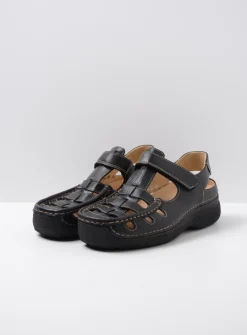 Comfortschoenen Heren|Sandalen Voor Heren<Wolky Roll Sandal Men - zwart leer zwartleer