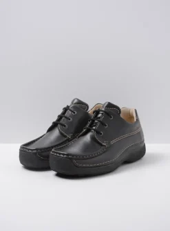Veterschoenen Heren|Comfortschoenen Heren<Wolky Roll Shoe Men - zwart leer zwartleer