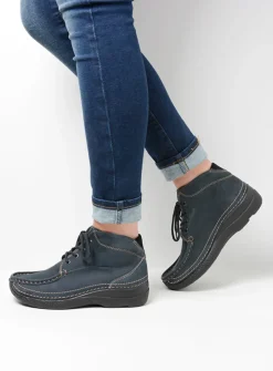 Hoge Veterschoenen|Herfst/Winter<Wolky Roll Shoot - blauw nubuck blauwnubuck