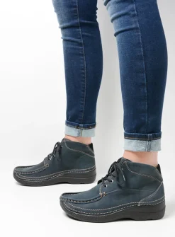 Hoge Veterschoenen|Herfst/Winter<Wolky Roll Shoot - blauw nubuck blauwnubuck
