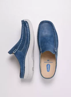 Slippers|Klompen<Wolky Roll Slide - blauw effectleer blauweffectleer