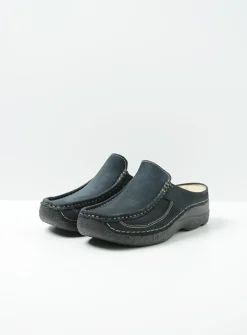 Slippers|Klompen<Wolky Roll Slide - blauw nubuck blauwnubuck