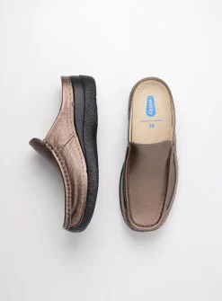 Slippers|Klompen<Wolky Roll Slide - brons geprint leer bronsgeprintleer