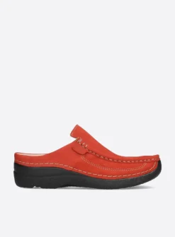 Slippers|Klompen<Wolky Roll Slide - donkerrood nubuck donkerroodnubuck