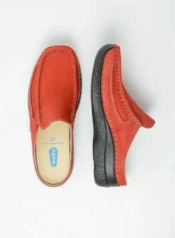 Slippers|Klompen<Wolky Roll Slide - donkerrood nubuck donkerroodnubuck