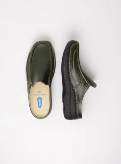 Slippers|Klompen<Wolky Roll Slide - forestgroen leer forestgroenleer