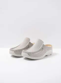 Slippers|Klompen<Wolky Roll Slide - lichtgrijs nubuck lichtgrijsnubuck
