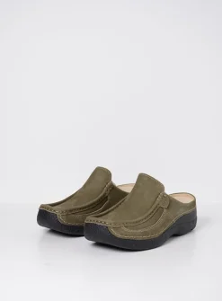 Slippers|Klompen<Wolky Roll Slide - pesto groen nubuck pestogroennubuck