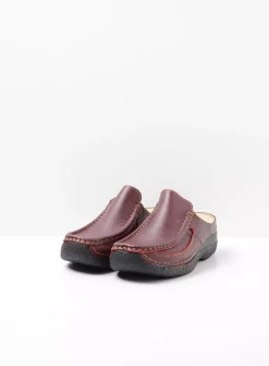 Slippers|Klompen<Wolky Roll Slide - rood leer roodleer