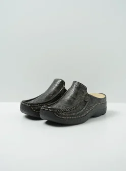 Slippers|Klompen<Wolky Roll Slide - slangenprint donkerbruin leer slangenprintdonkerbruinleer