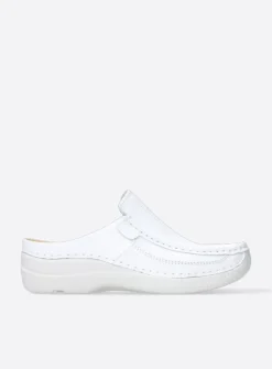 Slippers|Klompen<Wolky Roll Slide - wit leer witleer