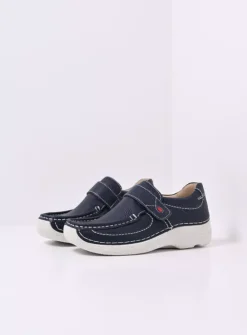 Instappers|Herfst/Winter<Wolky Roll Strap - blauw leer blauwleer