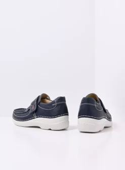 Instappers|Herfst/Winter<Wolky Roll Strap - blauw leer blauwleer