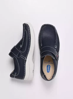 Instappers|Herfst/Winter<Wolky Roll Strap - blauw leer blauwleer