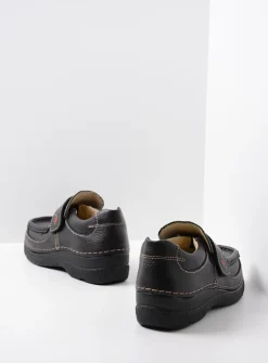 Instappers|Herfst/Winter<Wolky Roll Strap - zwart leer zwartleer