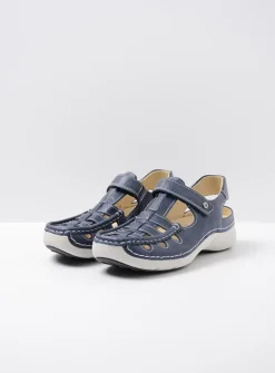 Sandalen<Wolky Rolling Sun - blauw leer blauwleer