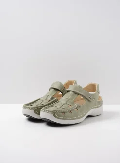 Sandalen<Wolky Rolling Sun - lichtgroen leer lichtgroenleer