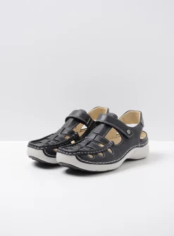 Sandalen<Wolky Rolling Sun - zwart leer zwartleer
