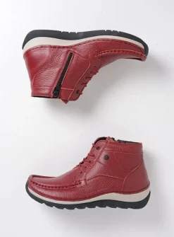 Hoge Veterschoenen<Wolky Salado - bordeauxrood leer bordeauxroodleer