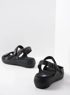 Sandalen<Wolky Santorini - zwart/blauw suede zwart/blauwsuede