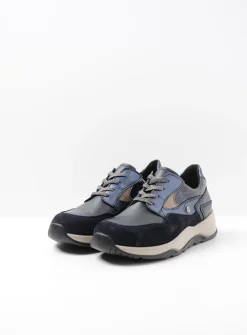 Lage Veterschoenen|Wandelschoenen<Wolky Sappho - blauw combi leer blauwcombileer