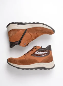 Hoge Veterschoenen|Wandelschoenen<Wolky Scone WR - cognac combi leer cognaccombileer