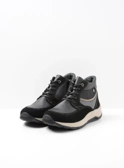 Hoge Veterschoenen|Wandelschoenen<Wolky Scone WR - zwart combi leer zwartcombileer