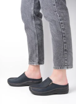 Slippers|Klompen<Wolky Seamy Slide - blauw nubuck blauwnubuck