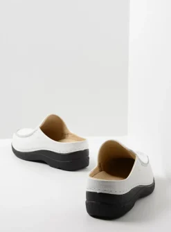 Slippers|Klompen<Wolky Seamy Slide - wit geprint leer witgeprintleer