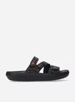 Slippers<Wolky Sense - zwart/multi flower nubuck