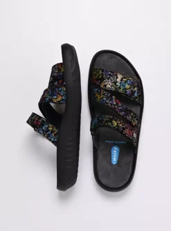 Slippers<Wolky Sense - zwart/multi flower nubuck