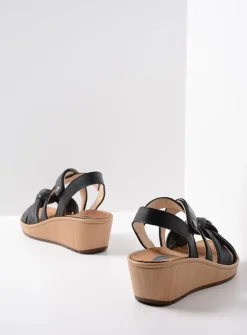 Sandalen<Wolky Sisal - zwart leer zwartleer